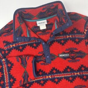 Vintage Obermeyer Aztec Southwestern Tribal Snap Fleece Pullover Mens Medium Red